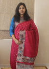 Semi Tussar Kalamkari patch work border - Double blouse - Rani Pink