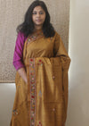 Chinya Tussar with hand embroidery - Mustard