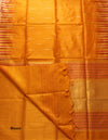 Semi Raw Silk -Multicolor Temple Border - Mustard