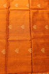 Handloom semi raw silk - Rust orange with black