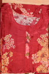 Silk Suit - Floral Semistiched - Maroon