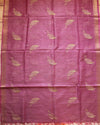 Semi tussar- Pink  - Jute Embroidery