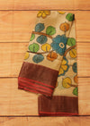 Handpainted Tussar Silk Sarees - Beige